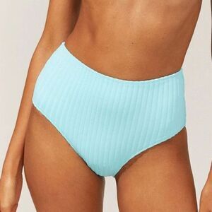 NWT Solid & Striped The Beverly High Rise Waist Ribbed Bikini Bottom Blue XS